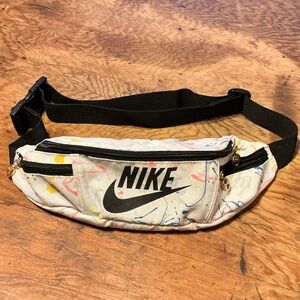 Nike White neon splatter paint Fanny Pack